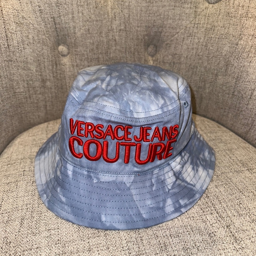 Versace Jeans Couture Blue Tie-Dye Logo Bucket Hat $125 size M(58)